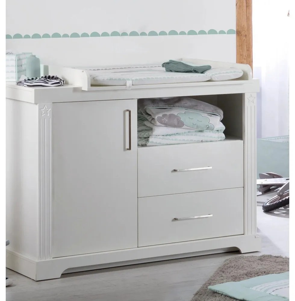 Comodă de copii albă joasă cu masă de schimbat 120x98 cm Maxi – Roba