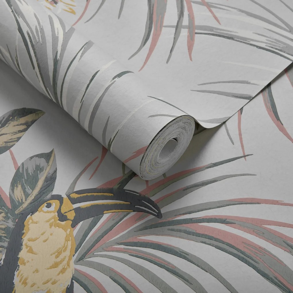 Tapet Le Toucan, Soft Grey Luxury Bird, 1838 Wallcoverings, 5.3mp / rola