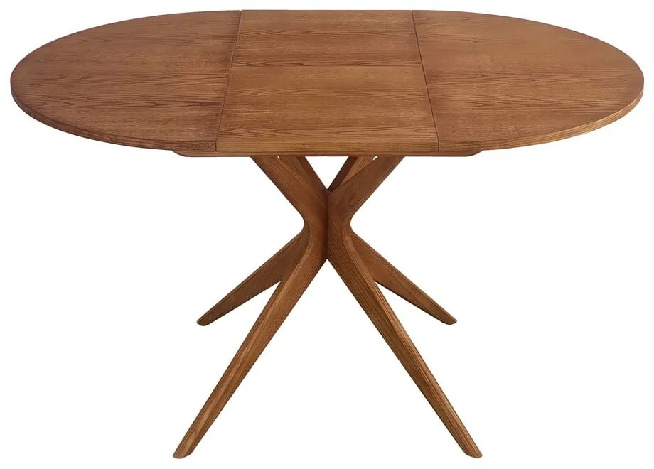 Masă de dining rotundă extensibilă cu aspect de lemn de stejar cu blat suplimentar ø 90 cm Jubi – Ragaba