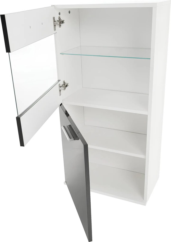 Mobilier living, alb/extra strălucire neagră HG, LEO