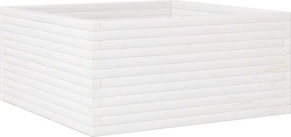 vidaXL Jardinieră de grădină, alb, 100x100x46 cm, lemn masiv de pin