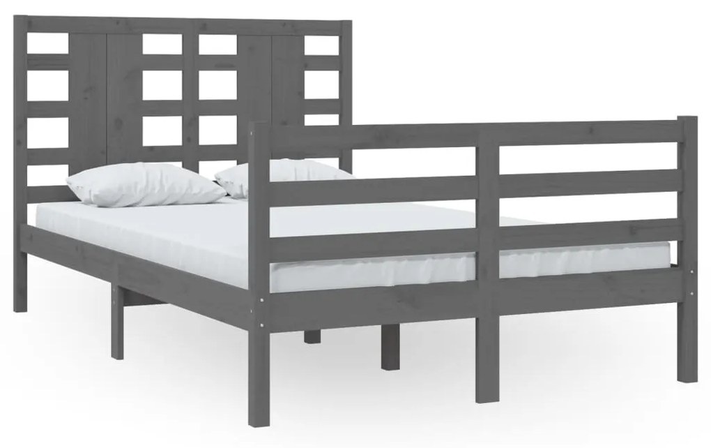 3104280 vidaXL Cadru de pat, gri, 120x200 cm, lemn masiv de pin