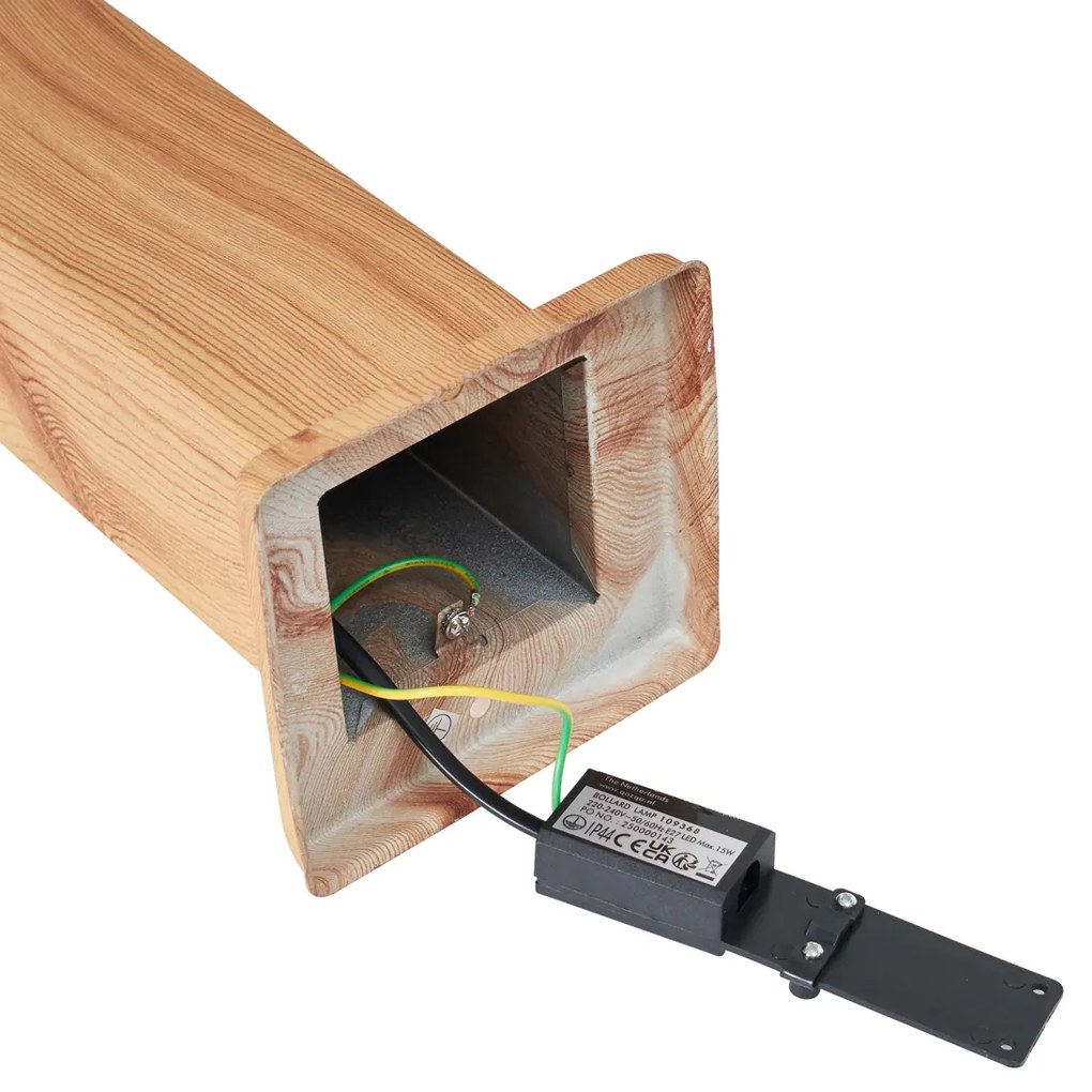 Lampă modernă de exterior din oțel cu imprimeu de lemn 80cm IP44 - Malois