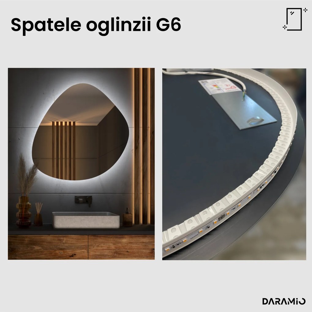 Oglindă în formă de pietricică cu iluminare LED G6