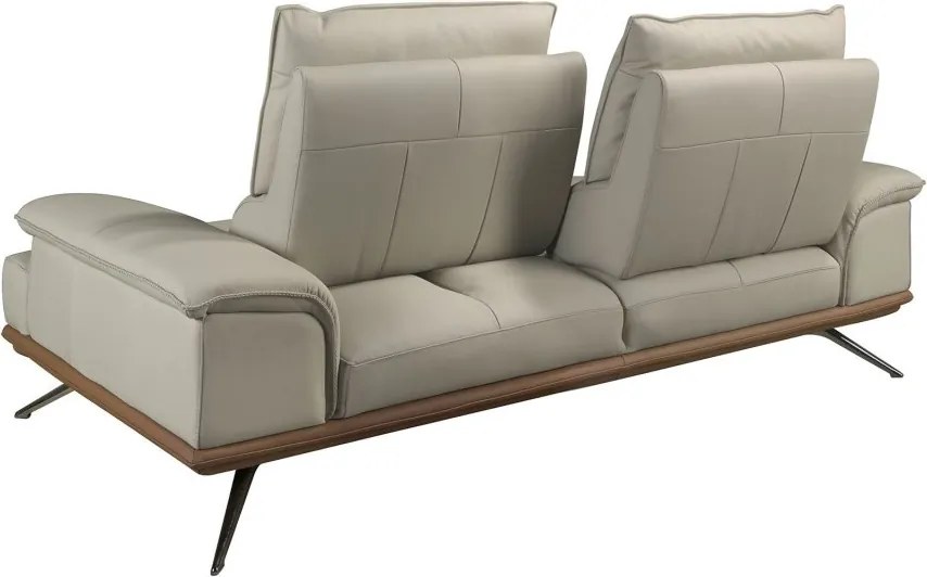 Canapea 2 locuri, tapitata cu piele naturala, spatar rabatabil Grey taupe