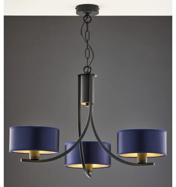Jupiter 2099 - Lustră pe lanț ARTHUR 3xE27/15W/230V albastru/negru