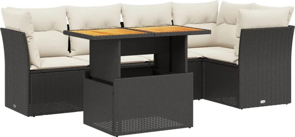 vidaXL Set mobilier de grădină cu perne, 5 piese, negru, poliratan
