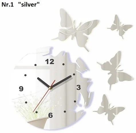 Ceas de perete modern cu fluturi Roz