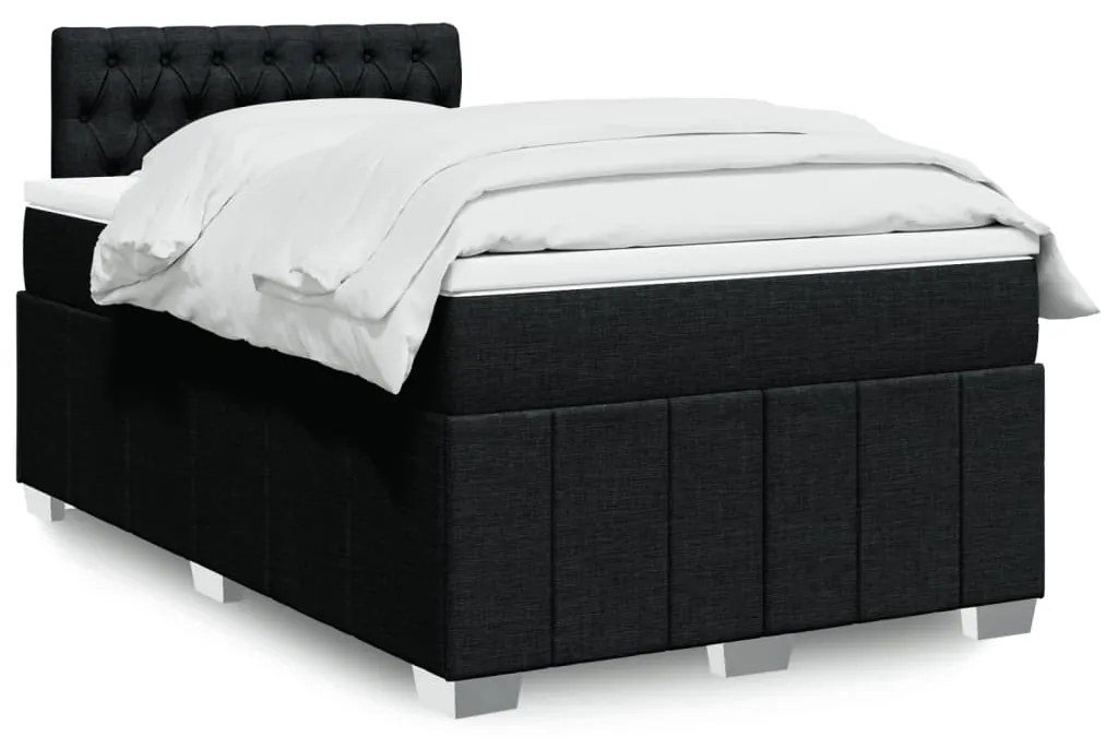 vidaXL Pat box spring cu saltea, negru, 120x190 cm, catifea