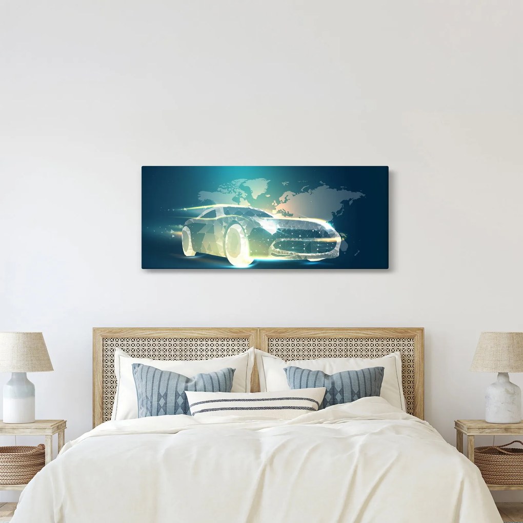 Tablou - Mașină din forme geometrice (120x50 cm)
