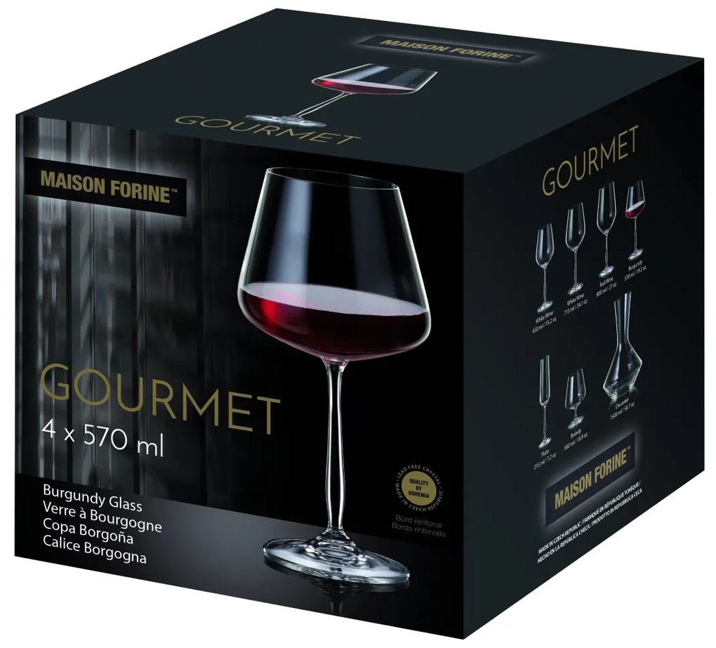 Set 4 pahare burgundy 570ml, Gourmet