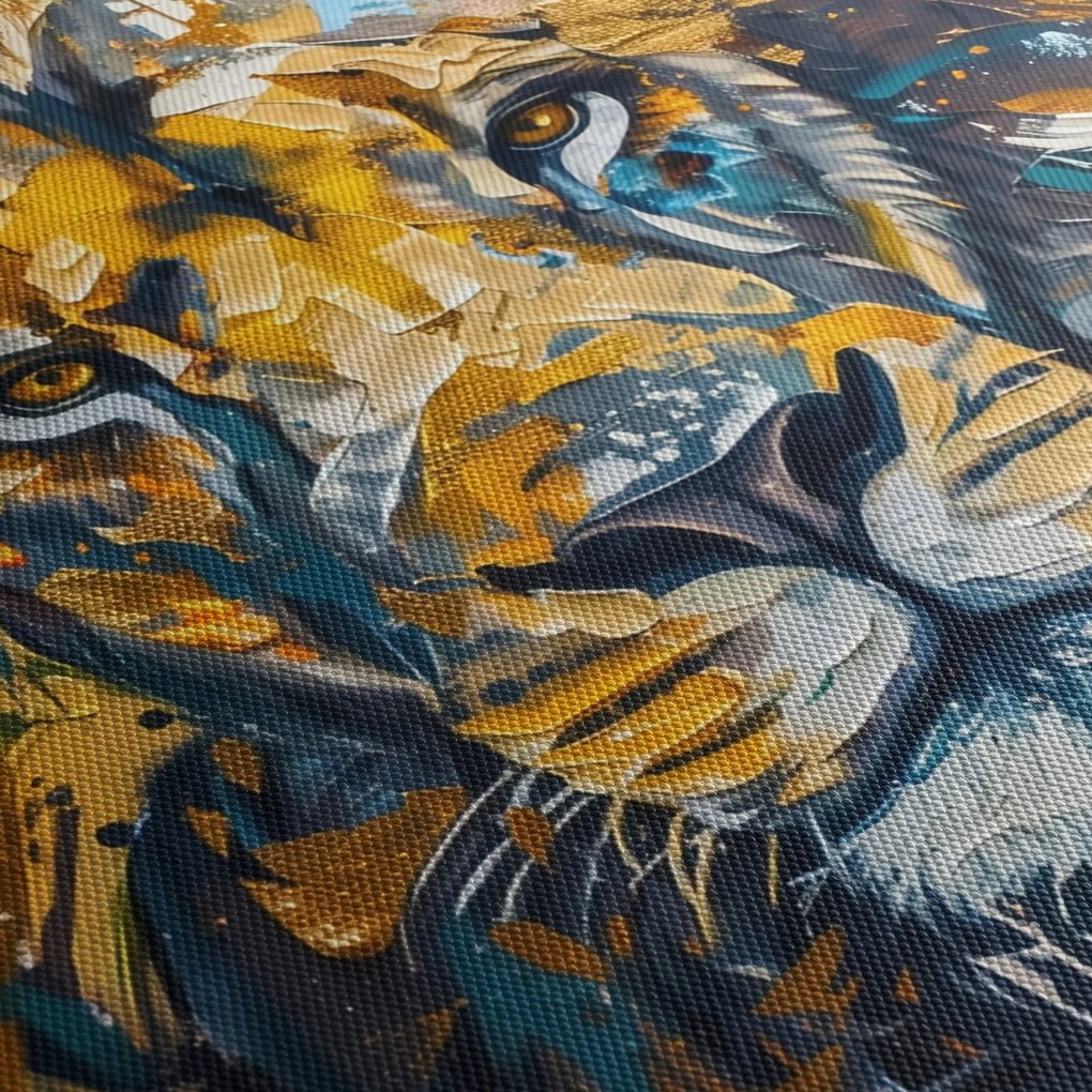 Tablou - pictură în ulei abstractă cu leu (120x50 cm)