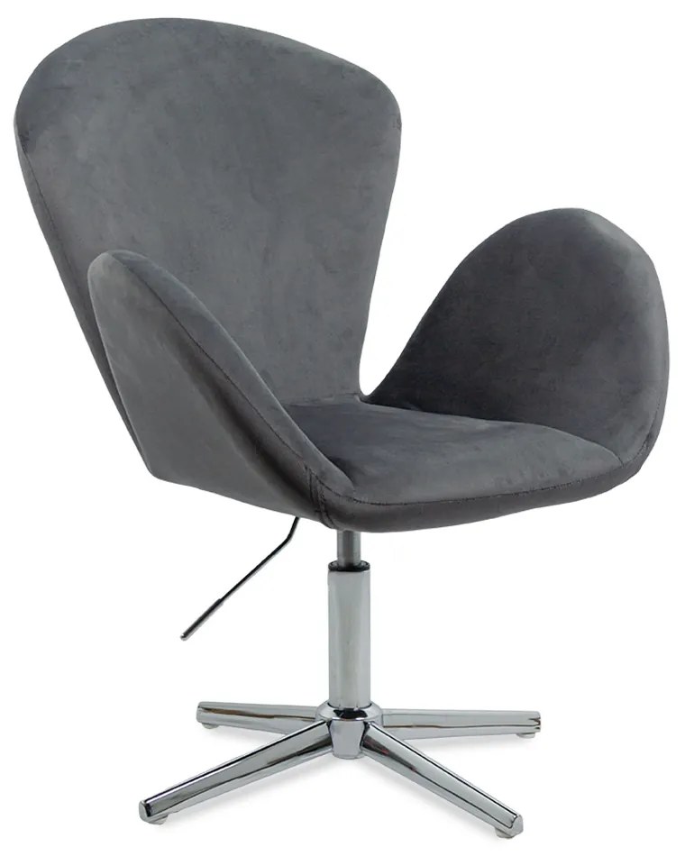 Scaun lounge gri REL 406 din catifea reglabil cu aspect elegant