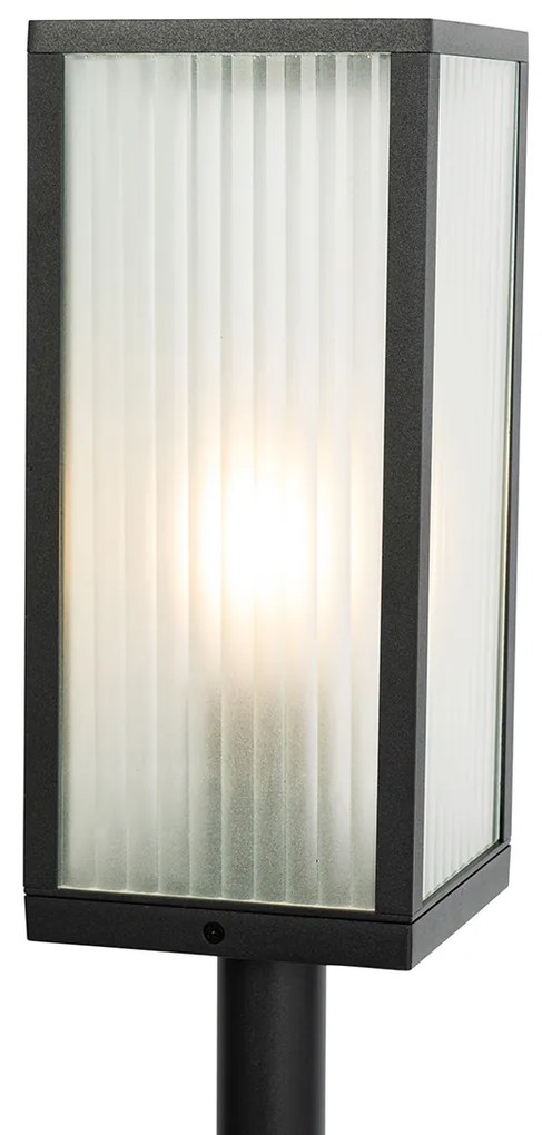 Lampă de podea de exterior neagră cu sticlă canelată 100 cm IP44 - Charlois Ribbed