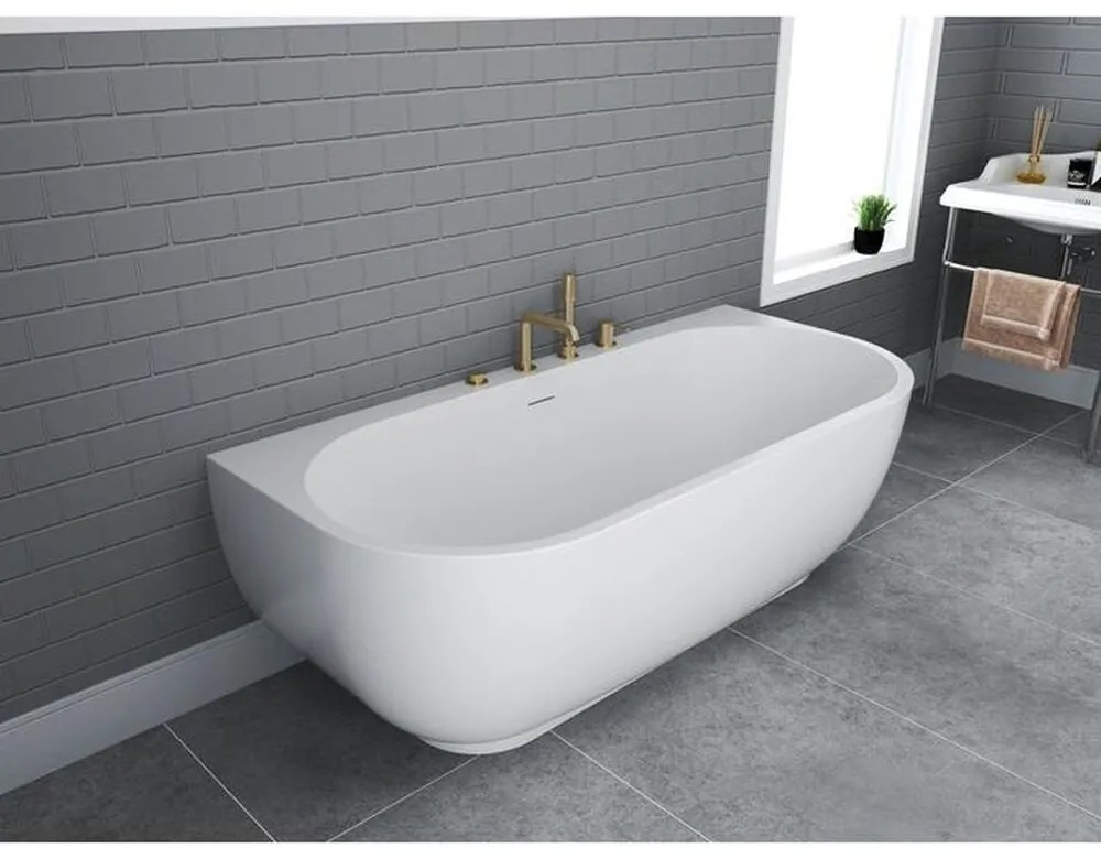 Cada freestanding Rune Birka Rund acril alb lucios 170x80 cm lipitadeperete,BTW