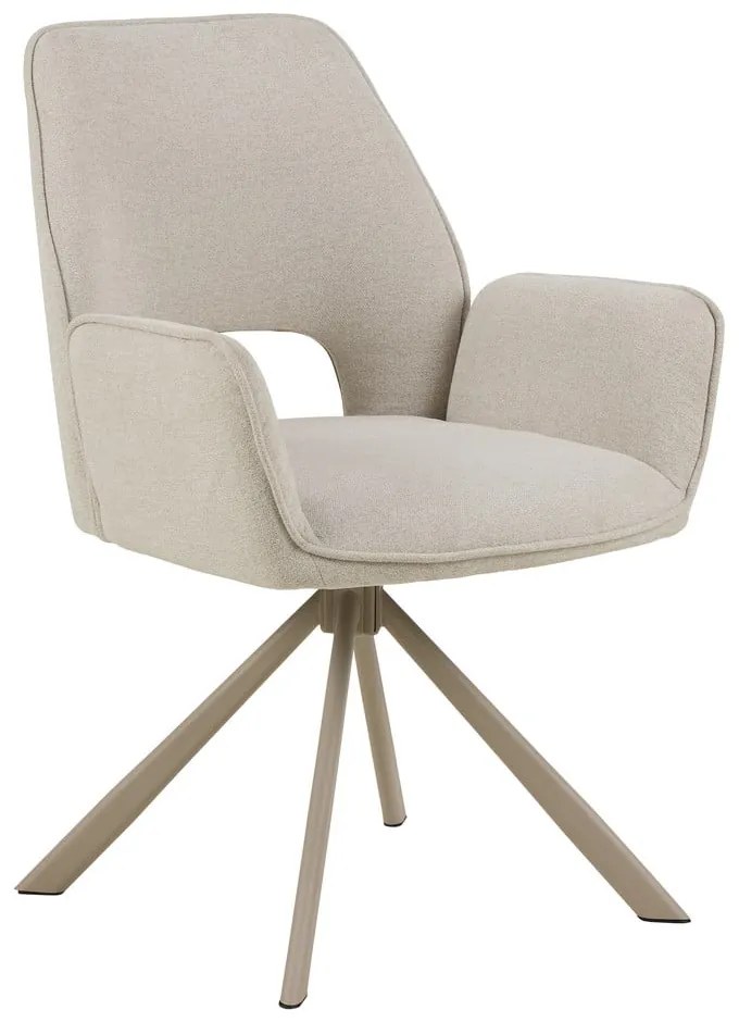 Scaun de sufragerie bej cu cotiere tapițat Graham – Actona