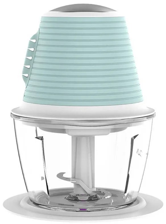 Tocator electric de alimente Tesla FC510BWS, 350 W, 1 L, Sticla, Lama dubla, Alb/Menta