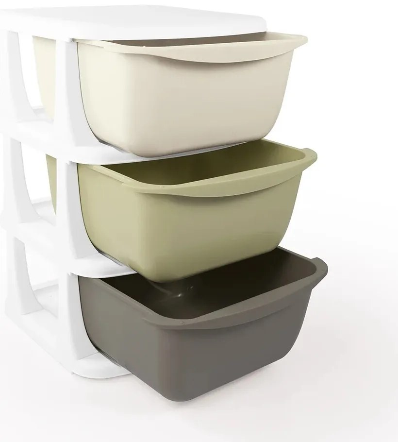 Raft din plastic pentru copii cu 3 sertare Dolu,36,5 x 58,5 x 38 cm
