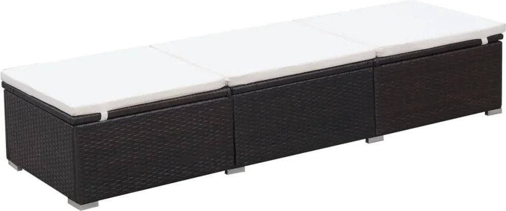 vidaXL Șezlong de plajă cu pernă, maro, poliratan