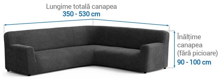 Huse bielastice COSTINA antracit colţar (l. 350 - 530 cm)