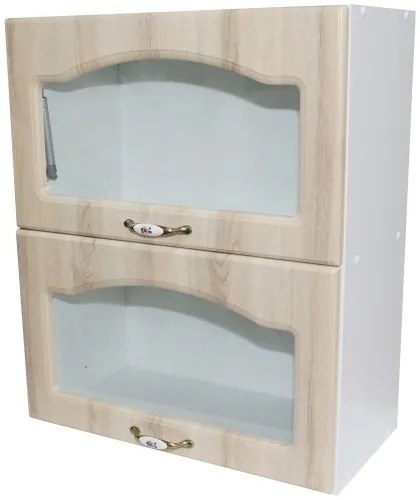 Corp superior vitrina 60 cu 2 usi orizontale Zebra MDF sonoma mustata