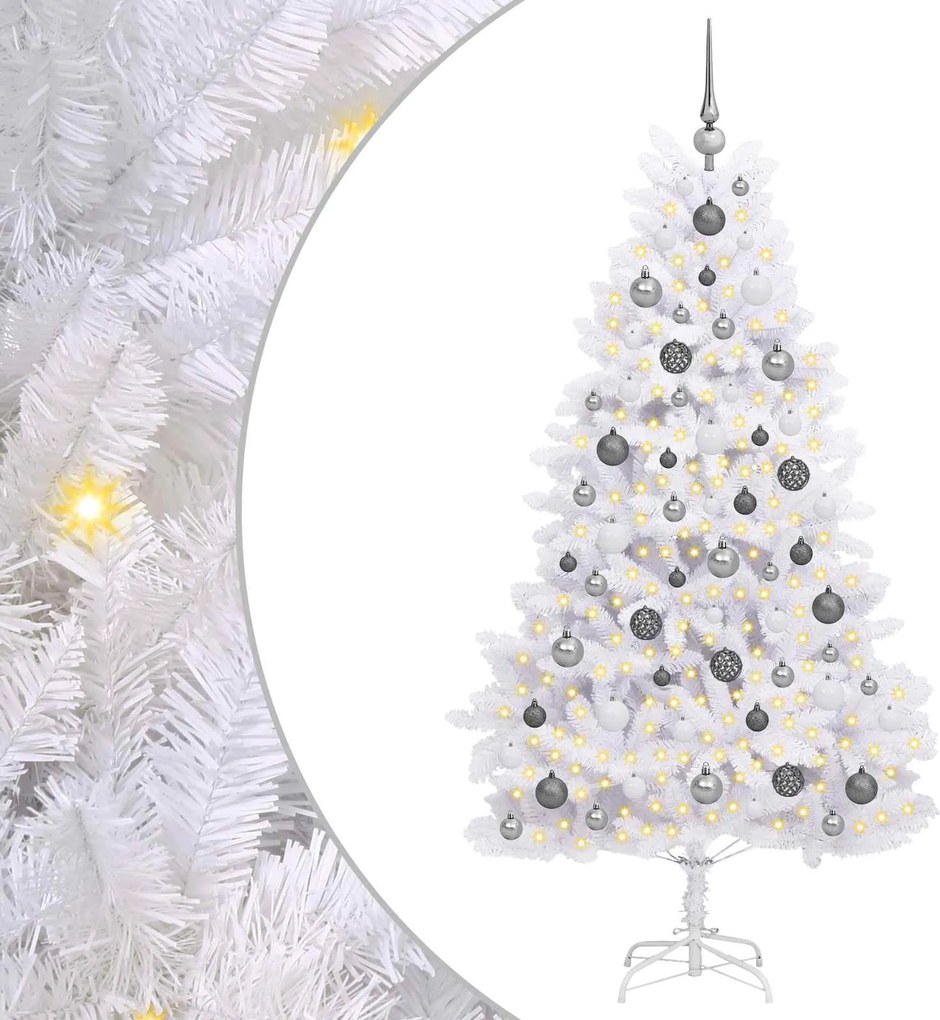 vidaXL Brad de Crăciun artificial Alb 90 x 90 x 180 cm PVC și Metal