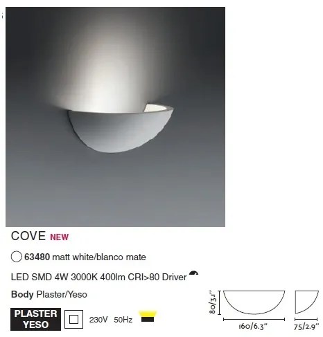 Aplica LED ambientala design minimalist COVE alb 63480