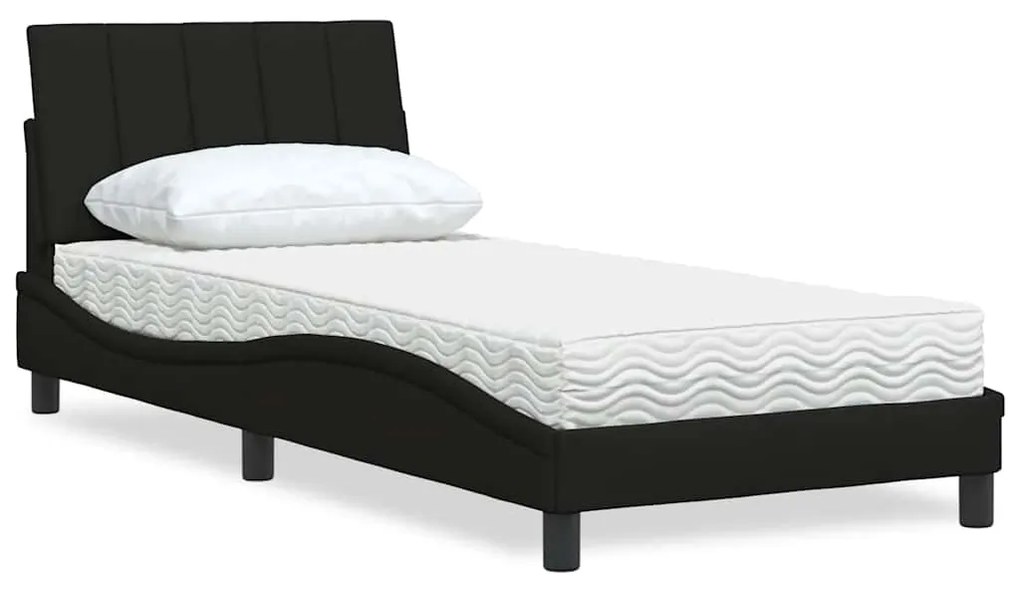 vidaXL Pat cu saltea, negru, 80x200 cm, textil