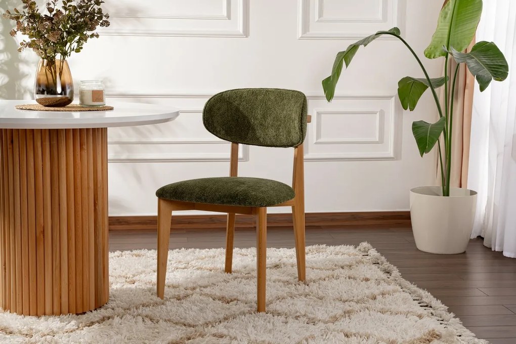 Set de scaune de sufragerie Lionte Green și LightOak, 2 buc.
