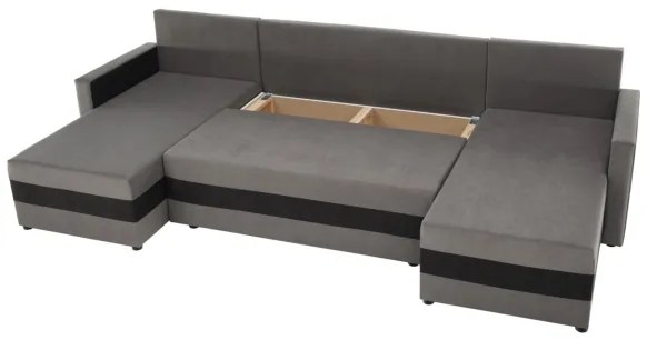 Colțar extensibil universal în U BRISTOL, tapițat, gri/negru