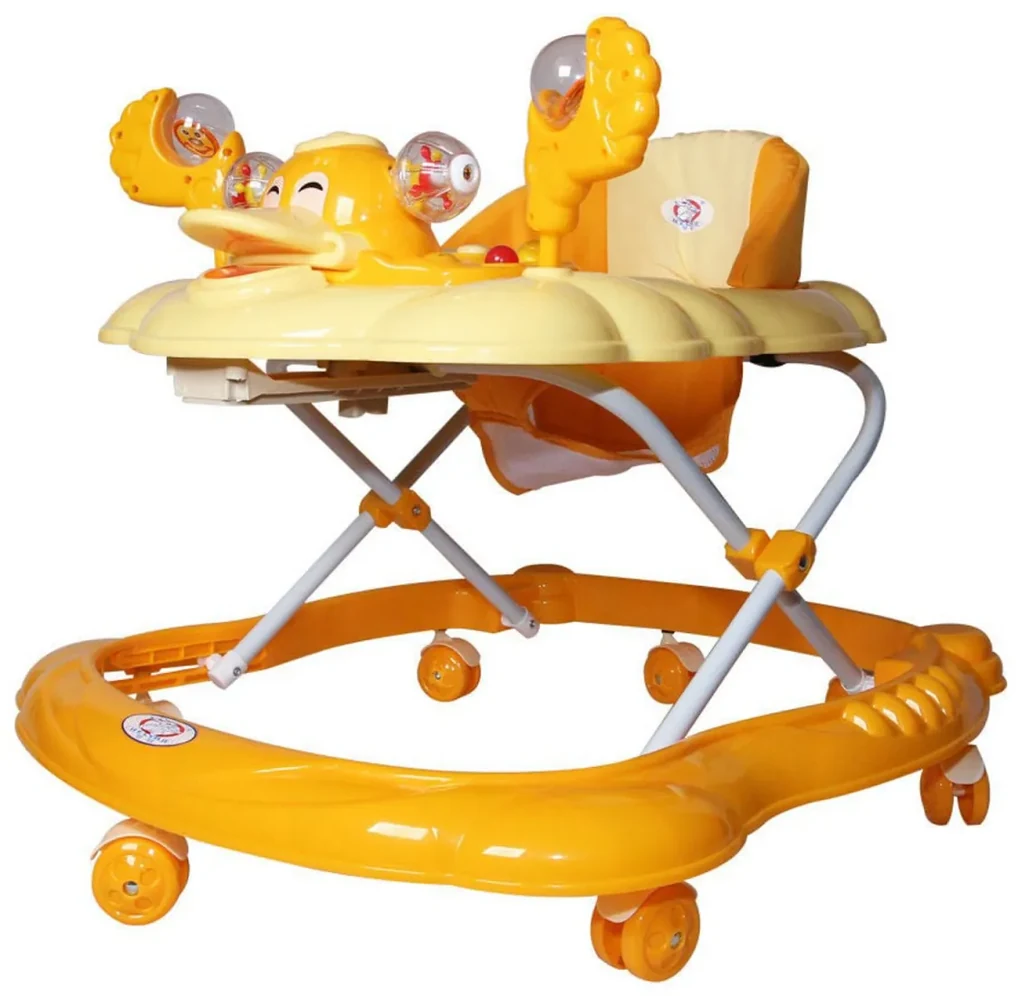 Premergator Reglabil in 3 Trepte Baby Care™ , Ratusca, Pliabil, 8 Roti,Cu Melodii, Galben