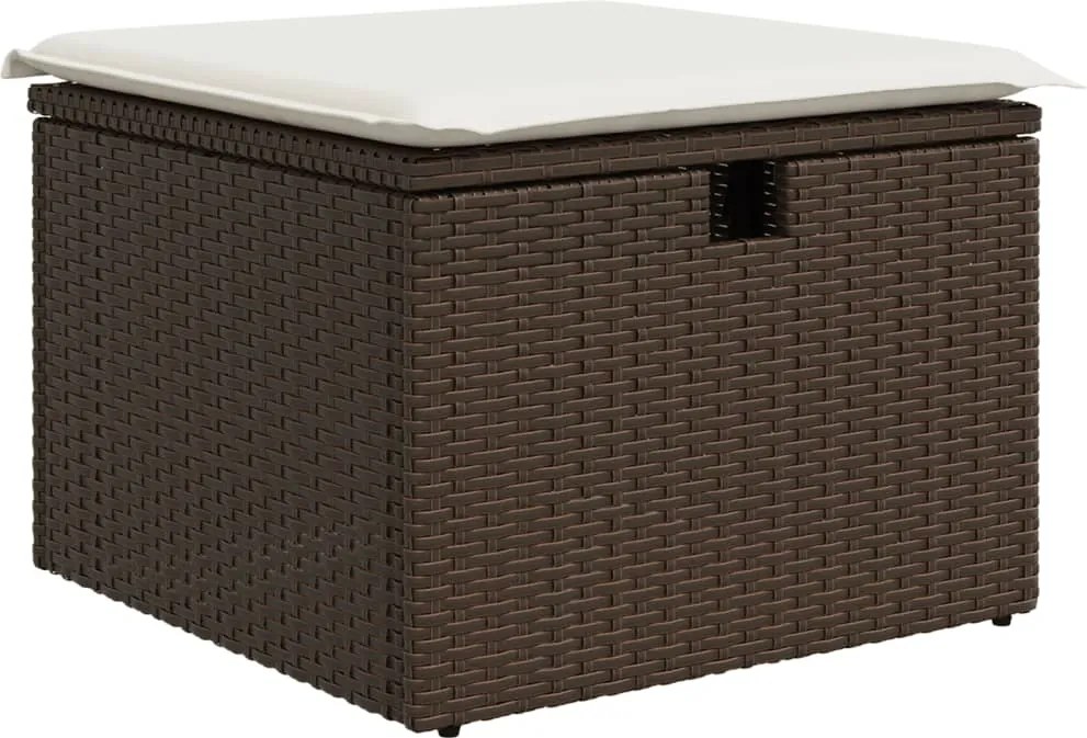 vidaXL Taburet de grădină cu pernă, maro, 55x55x37 cm, poliratan