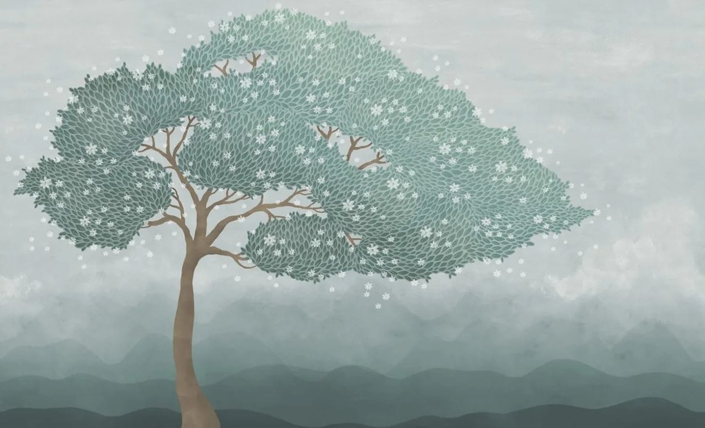 Fototapet, Windy Tree, Blue, Rebel Walls