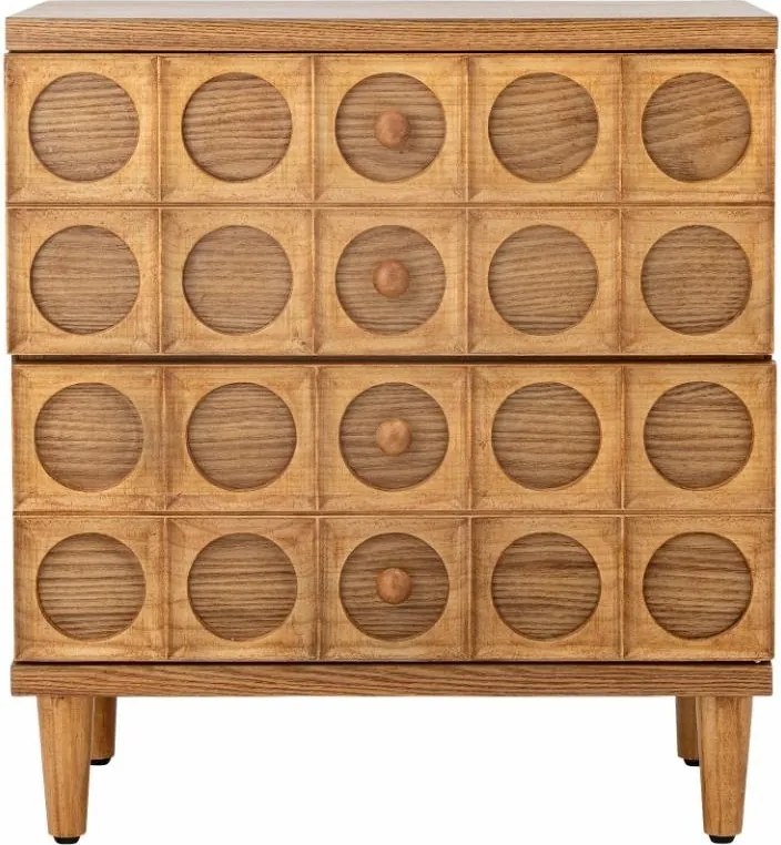 Comodă cu 2 sertare, maro, model geometric, picioare detașabile, finisaj lăcuit, 61 x 56 x 35 cm, „Vester”