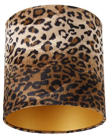 Abajur din catifea cu imprimeu leopard 25/25/25 interior auriu