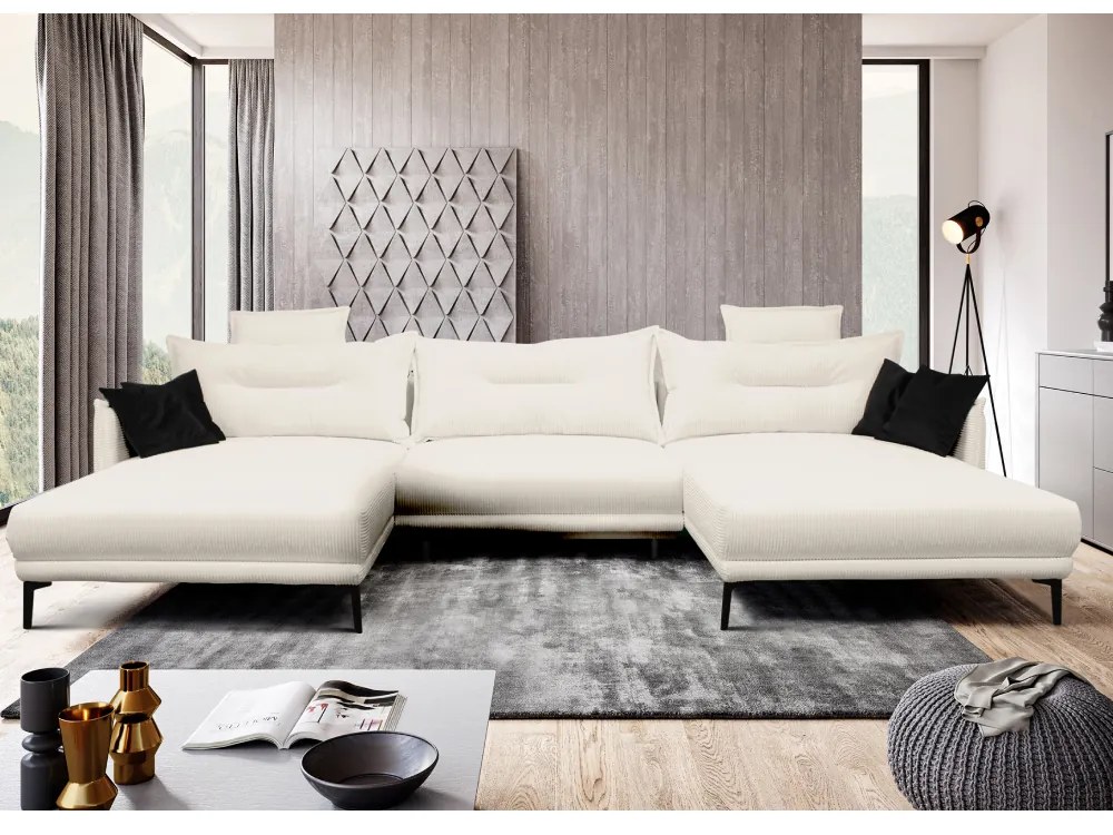 Set canapea universală, crem / negru, CASIDY U UNI