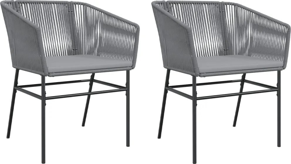 vidaXL Scaune de grădină, 2 buc., cu perne, gri, poliratan