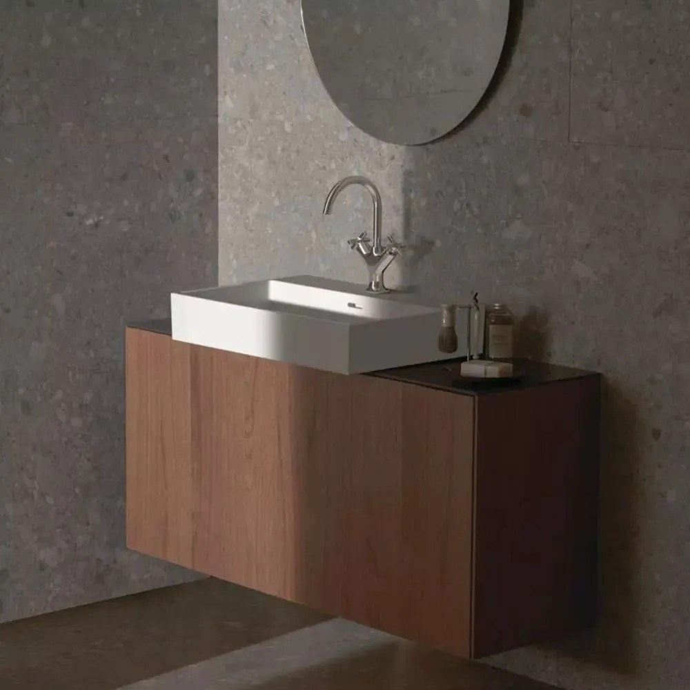 Dulap baza suspendat Ideal Standard Atelier Conca 1 sertar cu blat 120 cm finisaj nuc inchis