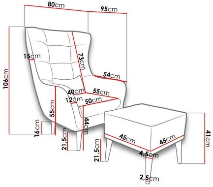 Fotoliu Fendora (cu taburete) (alfa 01). Promo -17%. 1053645