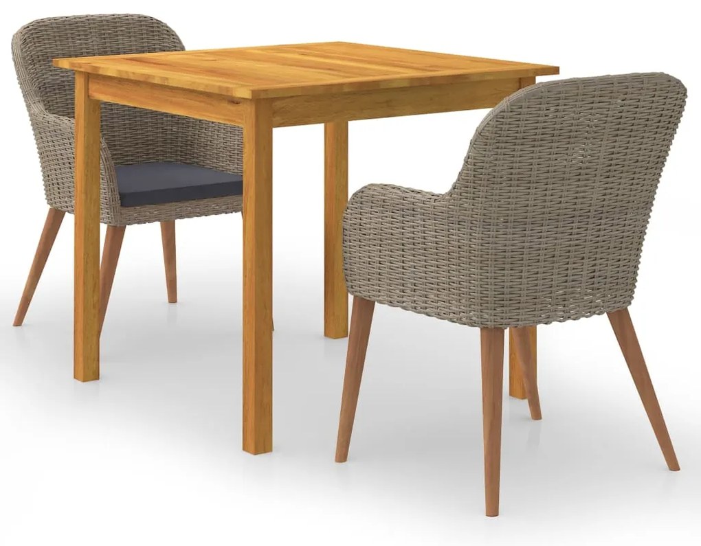 vidaXL Set mobilier de grădină, 3 piese, maro