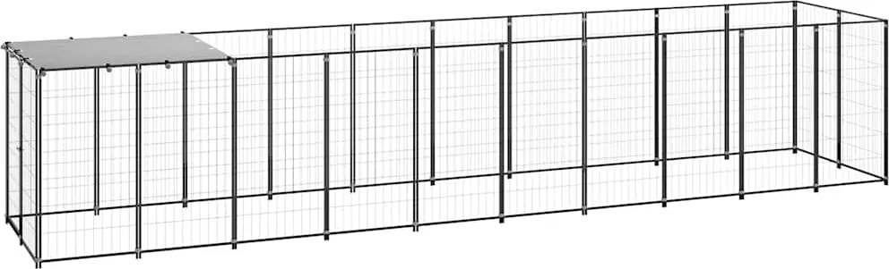 vidaXL Padoc pentru câini, negru, 6,05 m², oțel