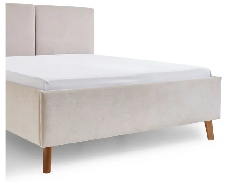 Pat matrimonial bej tapițat cu somieră 140x200 cm Piano – Meise Möbel