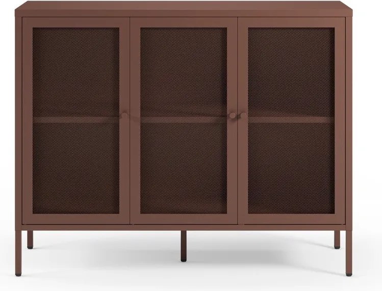 Comodă burgundy din metal 121x90x40 cm Fayna – Marckeric