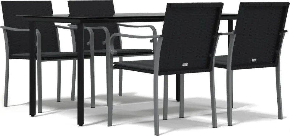 vidaXL Set mobilier de grădină cu perne, 5 piese, poliratan și oțel