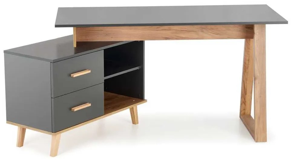 Birou Edwin de colț, antracit / stejar wotan