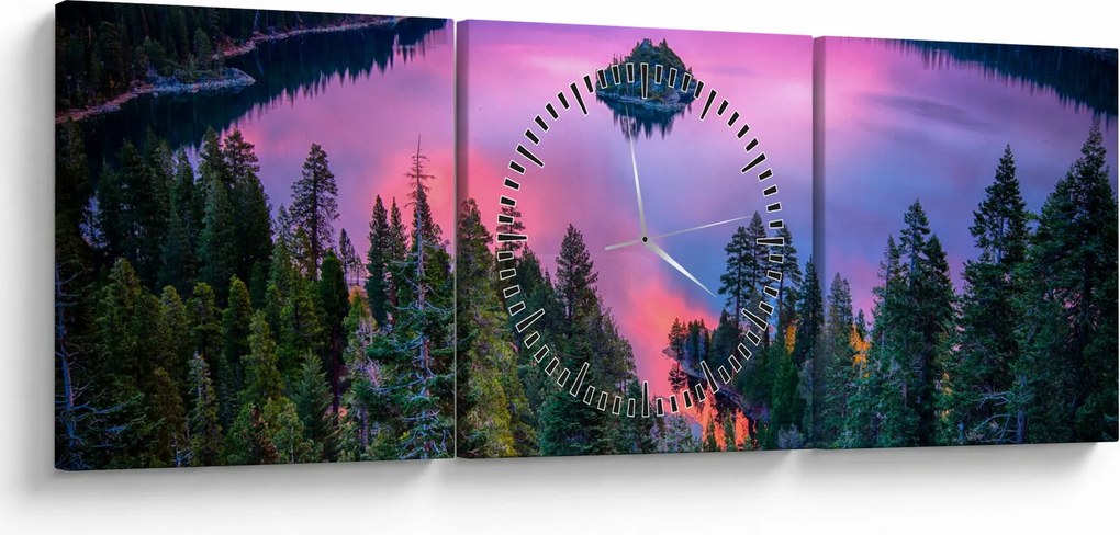 Tablou - Lacul Tahoe, Sierra Nevada, California, SUA (cu ceas) (90x30 cm)