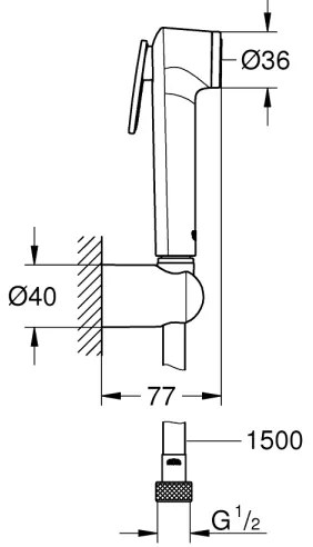 GROHE 26353000 - Duș pentru bideu TEMPESTA-F 30 cu suport și furtun de 150 cm, crom