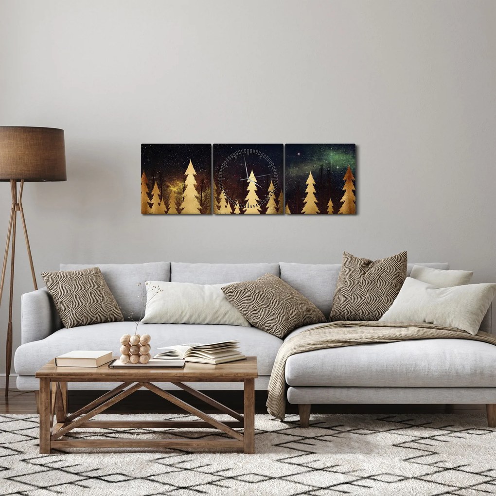Tablou - Noapte de aur (cu ceas) (90x30 cm)