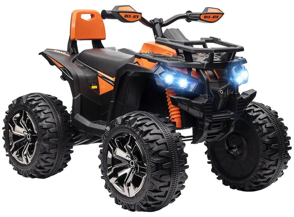 HOMCOM Vehicul pentru copii 12V cu funcție înainte-înapoi, player MP3, far, 3-8 km/h, 3-5 ani, Portocaliu | Aosom Romania