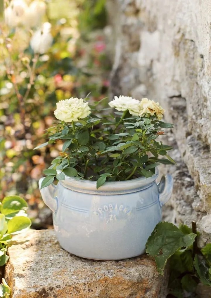 Ghiveci din ceramică glazurată manual 2L bleu deschis, „Brobacka"